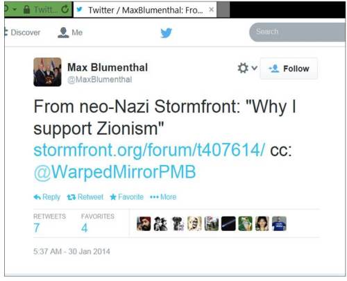 Blumenthal Stormfront Zionism